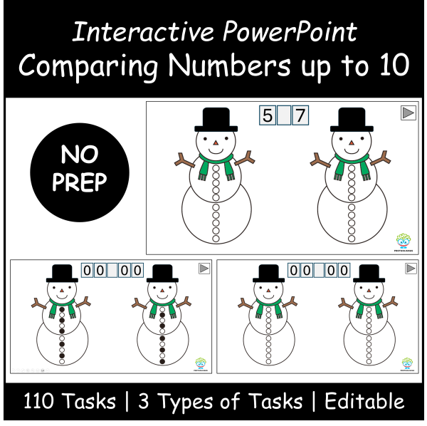 Interactive Number Comparison up to 10 PowerPoint Activity