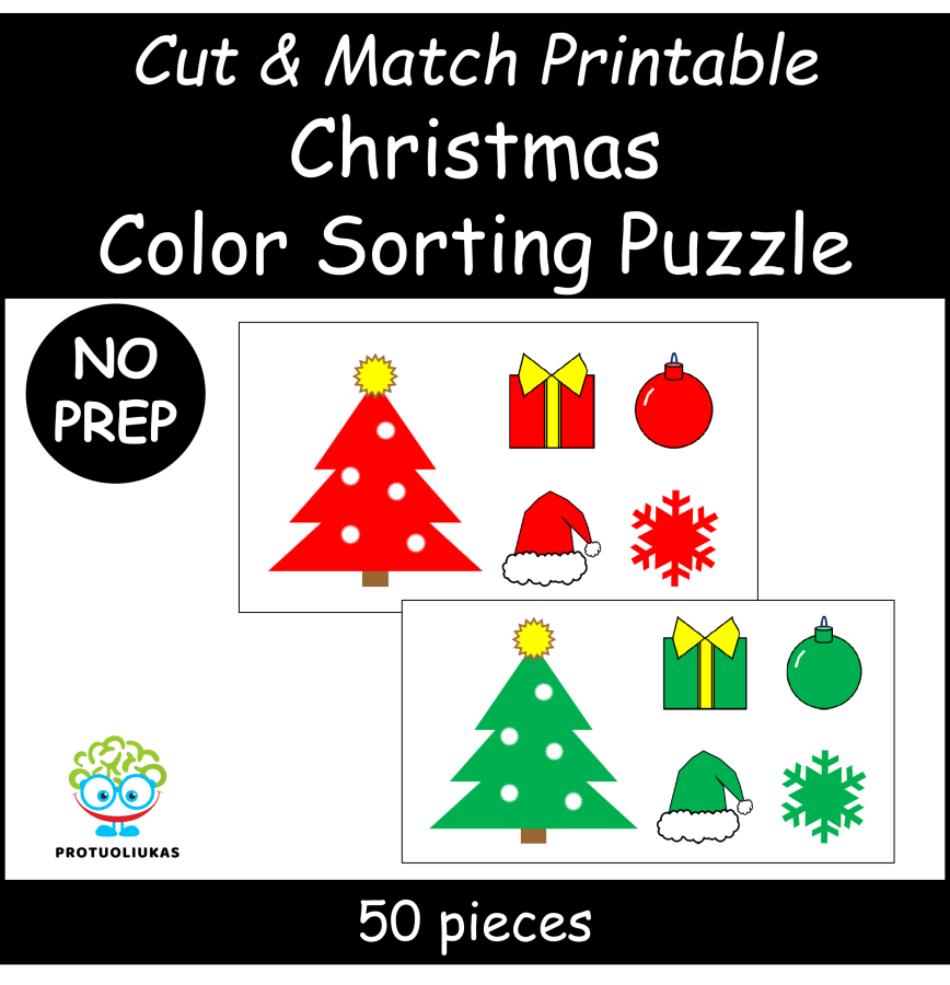Christmas Color Sorting Puzzle Activity for Kids